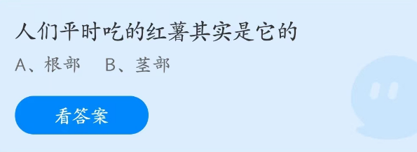 蚂蚁庄园4月8日：人们平时吃的红薯其实是它的