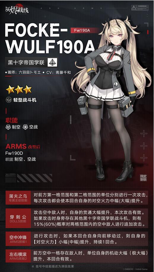 灰烬战线fw190怎么样