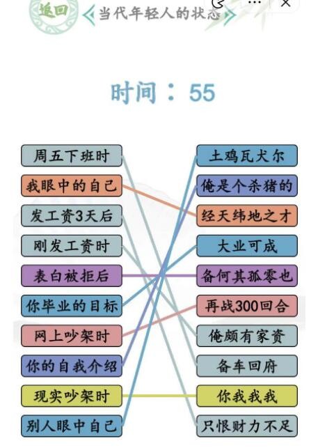 汉字找茬王当代年轻人的状态连线攻略[图]