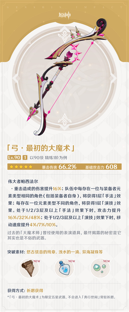 原神最初的大魔术90级属性介绍